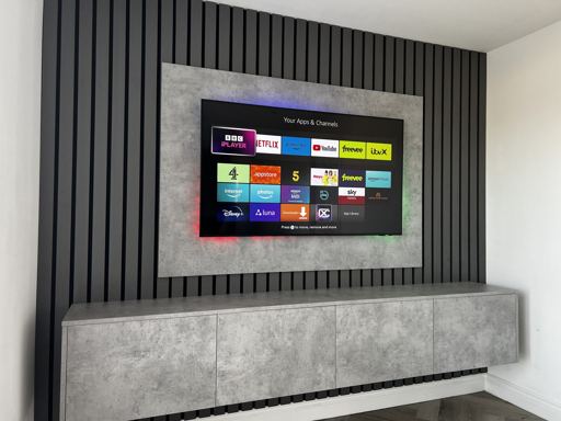 Example of our bespoke media wall installation style, available across Bolton and Greater Manchester